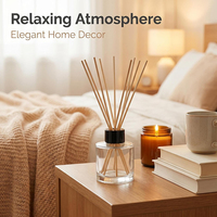 Flacons diffuseurs de parfum DIY de luxe rechargeables pour la maison, en verre rond, 50 ml, avec bouchon intérieur et capuchon noir