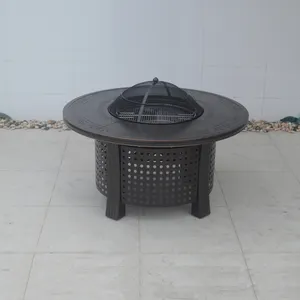 다기능 화재 구덩이 테이블 야외 파티오 뒤뜰 정원 벽난로 히터 바베큐 구덩이 바베큐 테이블