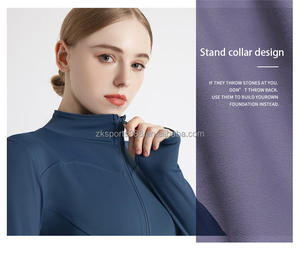 Ventes directes d'usine bas prix haute qualité personnalisé vêtements de sport de fitness pour femmes veste à manches longues serré course haut de yoga - Product Image 4