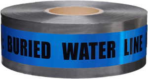 Aluminium Pe Safety Detec table 2 Rollen 2 Zoll Blau mit schwarzem VORSICHT BURIED WATER LINE BELOW Underground Detect able Tape - Product Image 2