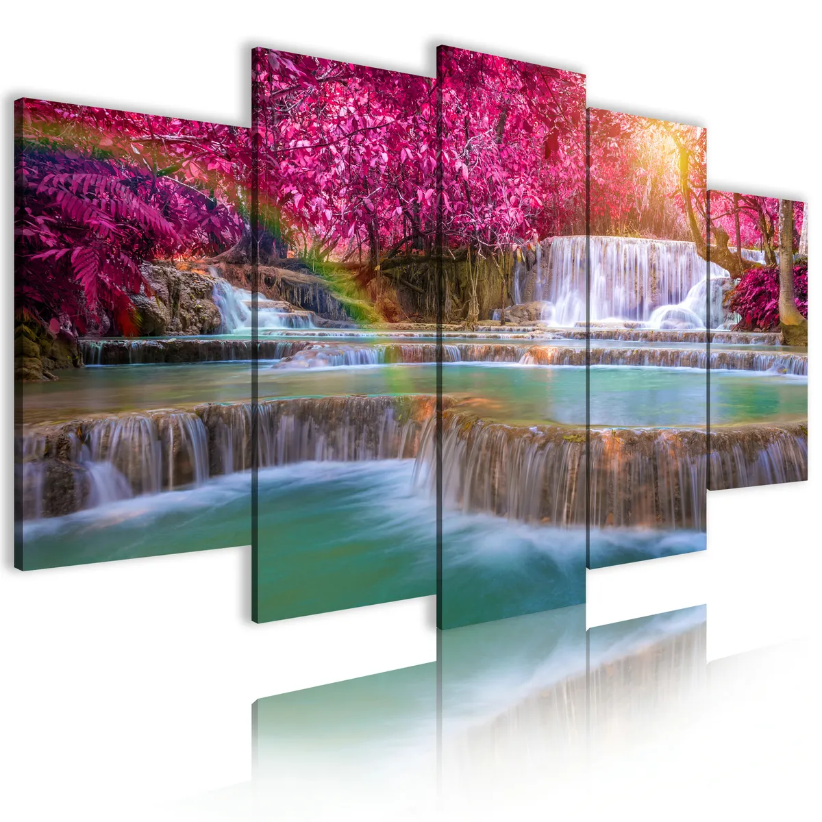 Декор для домашней гостиной, пейзаж водопада джунглей, Настенная картина, рамка для гостиной, HD печать, постер, 5 шт., Картина на холсте
