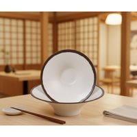 Bol à ramen conique en mélamine de 6,4 pouces avec bord brun, nouveau style