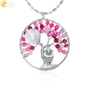 <span class=keywords><strong>CSJA</strong></span> 2020 Design Unique 7 Chakra Arbre De Vie Hibou Perles Agate Pendentif Collier pour Femmes Reiki Bijoux F308 - Product Image 1