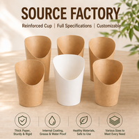 Gobelets à collation en papier kraft personnalisés en gros, design incliné, porte-frites, emballage alimentaire jetable à emporter, logo imprimé