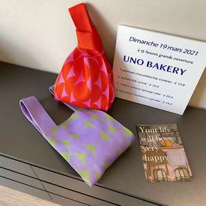 Nouveau sac à main en tricot jacquard coloré, petit sac fourre-tout tissé tendance, sac à nœuds, logo personnalisé, mini sac en crochet pour femmes - Product Image 4