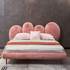 意大利设计师卧室1.5米1.8米羊绒面料公主女孩床