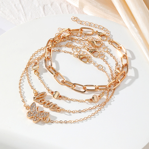 Nouvel ensemble de 4 bracelets de cheville tendance avec pendentif cœur et chaîne pour femme - Collection 2026 - Product Image 4