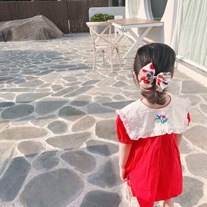 2023 nouveauté grand revers chemise robe bébé enfants mode cuir brodé fleur robe avec manches bouffantes - Product Image 5