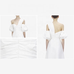 <span class=keywords><strong>Abiti</strong></span> manica a bolle a vita alta monospalla senza spalline in <span class=keywords><strong>cotone</strong></span> 100 elegante bianco festa Maxi <span class=keywords><strong>abiti</strong></span> da sposa da donna - Product Image 5