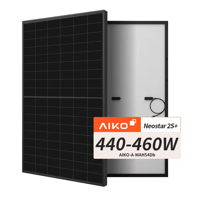 Aiko Neo Star 2S+ Dual-Glass Bifacial Solar Panel 440W-460W N-Type Full Black ABC Half Cell Type With Max Power of 550W & 600W