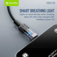 BAVIN nilon jalinan CB296 hitam usb Tipe c mikro telepon seluler kabel data pengisi daya