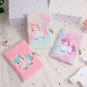 A5 160 Pages Plush Hardcover Notebook Cute Students Kids Journal Children Cartoon <b>Diary</b> With <b>Lock</b> - Product Image 2
