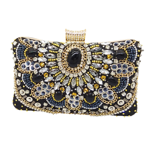 Bolso de Mano de Noche Personalizado para Mujer con Paneles de Moda, Diseño Cuadrado con Cuentas y Piedras - Product Image 4