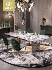 Italian Style Light Luxury Dining Table and Chair Combination Post-modern Villa Marble Dining Table and Chair High-end <strong>Furniture</strong> - Product Image 2