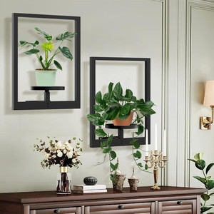 Metal <b>plant</b> stand for indoor wall decoration, indoor hanging flower <b>pot</b>, outdoor <b>plant</b> stand, black, 2-pack - Product Image 2