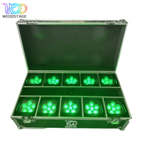 WEDOSTAGE 10 focos inteligentes DJ S6 inalámbricos DMX/WIFI IP33 de 6*18W RGBWA+UV 6 en 1 con batería, control por aplicación, 16.7M colores para
