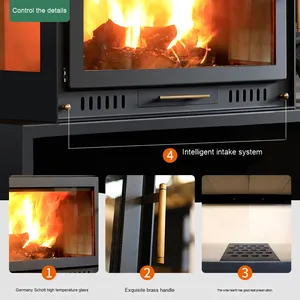 Chimenea Moderna <span class=keywords><strong>de</strong></span> Acero para el Hogar, Estufa <span class=keywords><strong>de</strong></span> <span class=keywords><strong>Leña</strong></span> <span class=keywords><strong>de</strong></span> Instalación Independiente para Apartamentos, Hoteles y Villas - Product Image 4