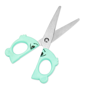 Children's Cartoon Craft Scissors Stainless Steel Round Tip Green Pink For Paper Cutting Home Use - Product Image 1