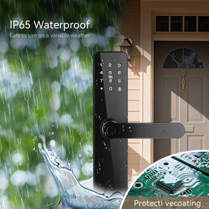 स्मार्ट लॉक लकड़ी घर अपार्टमेंट एल्यूमीनियम मिश्र धातु का निर्माण IP65 वाटरप्रूफ फिंगरप्रिंट पासवर्ड कार्ड कुंजी क्लाउड ट्यूया ऐप ग्रेड बी - Product Image 2