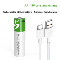SMARTOOOLS Baterai Lithium-Ion AA Isi Ulang Tipe-C 1.5V 4 Buah 2600mWh Kabel Pengisi Daya Tipe-C untuk Garansi 2 Tahun Stok Tersedia