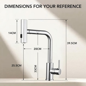 Waterfall Taps with Pull Out <b>Spray</b> Kitchen Mixer Tap 1 Hole Stainless Steel 3 in 1 Sink Tap Single Lever Monobloc 360° Swivel - Product Image 2