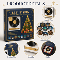 Lecteur magnétique de musique personnalisé pour réfrigérateur, mini lecteur de disques vinyles magnétique avec disques à motifs interchangeables, coffret cadeau pour ami