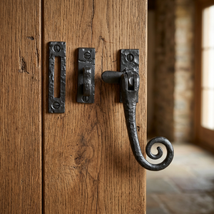 Traditional Zinc Alloy Lever Handle Lock Black Door <b>Latch</b> with Scroll Design Durable <b>Window</b> Fastener for Interior Doors - Product Image 3
