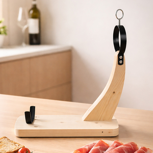 Soporte Profesional de Madera para Jamón con Cuchillo, Soporte de Jamón de Acero Inoxidable para Cortar Jamón <span class=keywords><strong>Español</strong></span> - Product Image 1