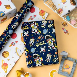 Space Wrapping Paper Roll 30 Inch X 33 Feet Navy Blue Astronaut Design For Kids Birthday Gift <b>Wrap</b> - Product Image 4