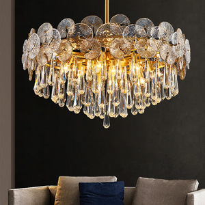 PM foglia <span class=keywords><strong>di</strong></span> loto vetro goccia <span class=keywords><strong>di</strong></span> <span class=keywords><strong>pioggia</strong></span> <span class=keywords><strong>di</strong></span> lusso K9 lampada <span class=keywords><strong>di</strong></span> cristallo moderno Villa soggiorno sala da pranzo semplice Retro classico lampadario - Product Image 5