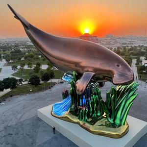 منحوتة قابلة للنفخ مخصصة على شكل دولفين عملاق لامع يطفو على الماء لعام 2022 في الدوحة - Product Image 4