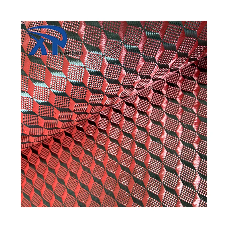 Factory Wholesale Red Carbon Aramid Hybrid Fabric Jacquard 3d Square Carbon Fiber Fabric