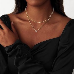 Collana Choker con Dischi Placcati in Oro 14k, Gioielli Minimalisti, Collana Quotidiana per Donne, Collana a Strati con Dischi Multipli e Perline - Product Image 3