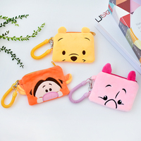 Barang Baru yang Populer Tas Gantungan Kunci Poliester Kompak Lucu Tempat Kartu Terbuka Kantong Koin Resleting Tali Pegas Tas Jinjing Kasual Motif Kartun