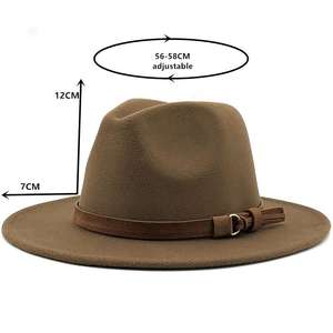 Grand bord marron ceinture britannique rétro feutre chapeau automne et hiver Western Cowboy laine tibétain chapeau Jazz chapeau - Product Image 3