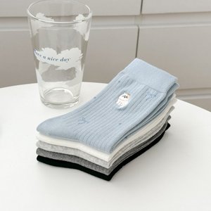 Cute Cartoon Crew <b>Socks</b> Women Mid Calf Breathable Animal Pattern Casual Spring Autumn <b>Socks</b> Random Colors - Product Image 3