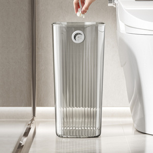 Poubelle cylindrique transparente gris clair 1 couche pour usage intérieur maison bureau hôtel - Product Image 1