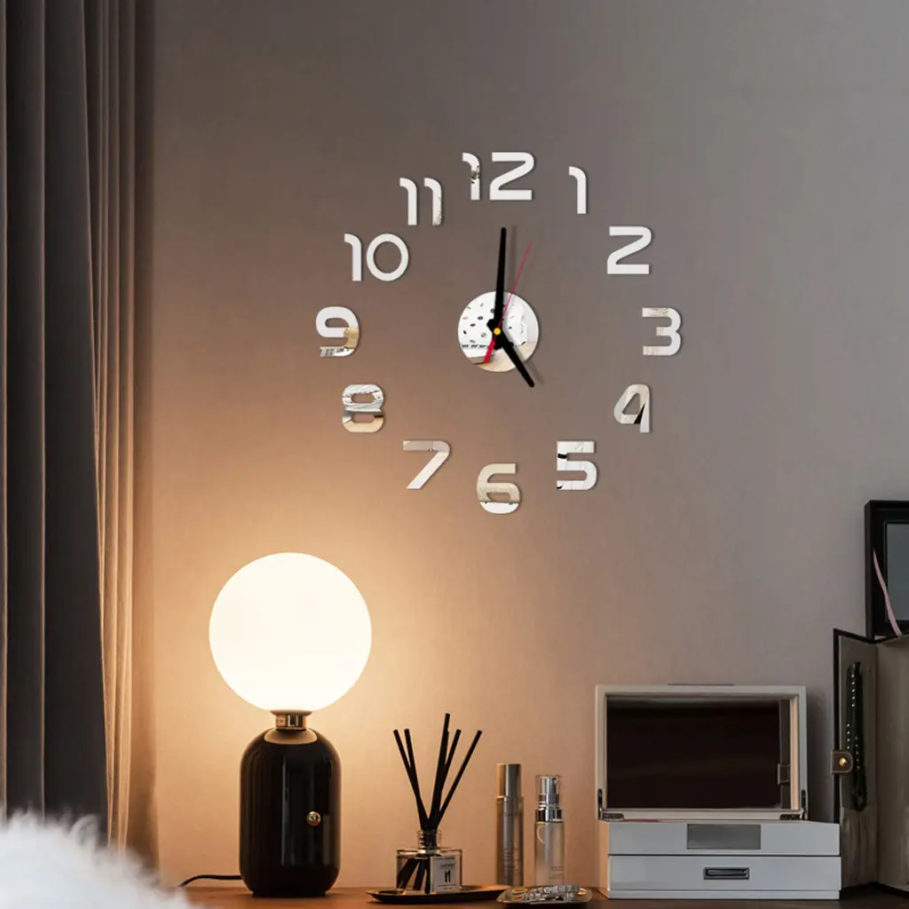 DIY Wall Clock 3D Mirror Surface Sticker Home Office Decor Clock Acrylic Mirror Stickers Watch For Home Living Room Decoration