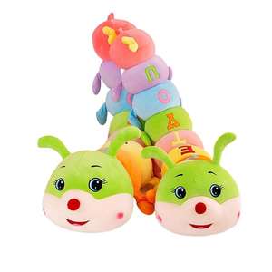 AIFEI TOY Coussin peluche long et souple en forme de <span class=keywords><strong>chenille</strong></span>, brodé de lettres anglaises multicolores, grand et coloré, en coton PP, emballé en sac OPP - Product Image 3