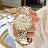 Montre mécanique automatique unisexe, boîtier en acier inoxydable, bracelet en cuir, étanche 5 ATM, phase de lune, calendrier, luxe, pour affaires