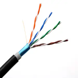 定制彩色300M 305M 500M 24AWG 26AWG 4prs局域网电缆聚乙烯护套网络电缆室外FTP 5类5e电缆