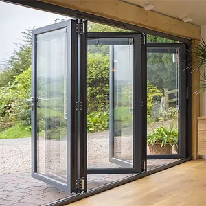 Exterior bifold design aluminium bi-folding patio doors custom modern aluminum frame glass bi folding sliding door