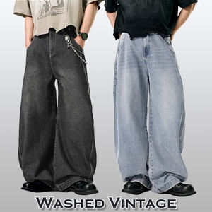 Grosir pria kasual baru longgar pisau bengkok Jeans Logo kustom dicuci Denim bernapas untuk musim semi musim panas musim gugur - Product Image 3