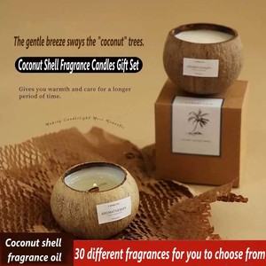 Producto Original de Hainan - Juego de Velas Aromáticas Decorativas de Cáscara de Coco, un Artículo para Crear Atmósfera, Personalizado, Aromático - Product Image 1