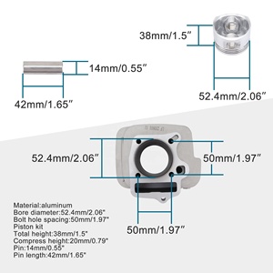GOOFIT Doublure de cylindre en aluminium de 52,4 mm avec joints de piston de remplacement pour moteurs horizontaux Lifan 125cc <span class=keywords><strong>LF125</strong></span> Dirt Pit Bike ATV - Product Image 2