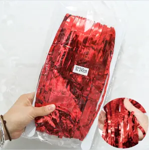 Bán Buôn Xmas Trang Trí RED Fringe Rèm Kim Loại Foil Curtain Backdrop Cho Photo Booth Cho Thuê