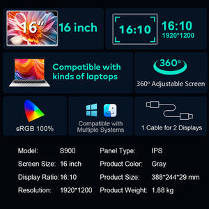 Venta Directa de Fábrica y Gran Oferta, Pantalla Triple para Portátil S900 de 16 Pulgadas, Monitor IPS Ajustable con Alimentación de Video USB C - Product Image 4