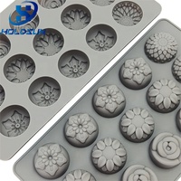 Moule à pâtisserie en silicone 3D en forme de fleur à 15 cavités, réutilisable, multifonction, couleur personnalisée, moule à chocolat