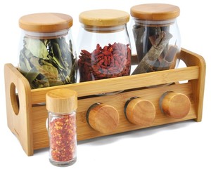 โถเก็บอาหารและเครื่องเทศโถเก็บในครัวทำจากไม้ไผ่ - Product Image 4