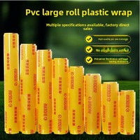 Film alimentaire PVC jaune en rouleau grand format, jetable, de qualité alimentaire, pour la maison, les cuisines, les salons de beauté, l'usage commercial et les supermarchés, idéal pour les fruits